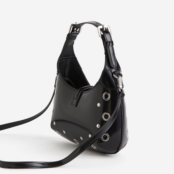 H & M Patent Faux Leather Bag with Grommet Details - Picture 2 of 7